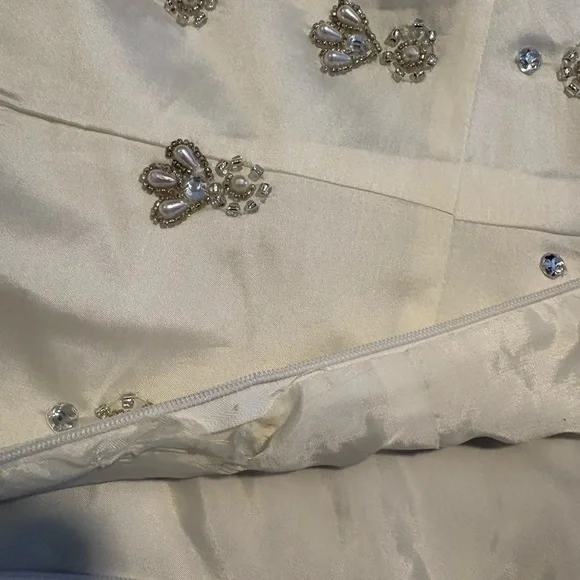 Adrianna Papell Women's Beaded Taffeta Mini Dress white Size 14 *Flaw - Picture 9 of 9